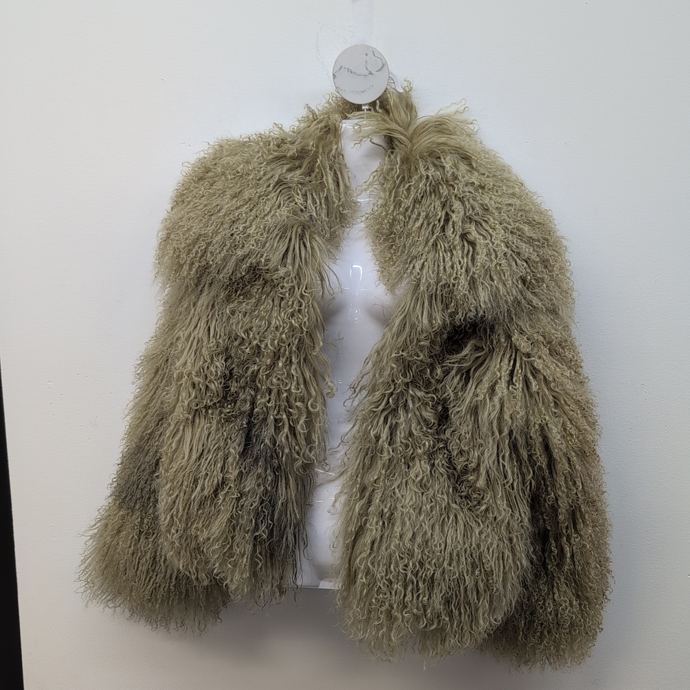 Utzon Tibet Lamb Fur Coat Curly Shaggy Shearling Winter Jacket 34 Bison